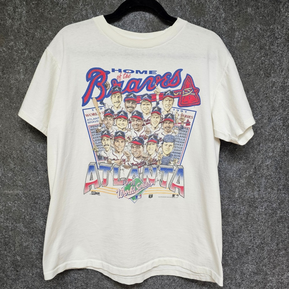 1991 Atlanta Braves MLB Baseball World Series Single Stitch Tee, Medium